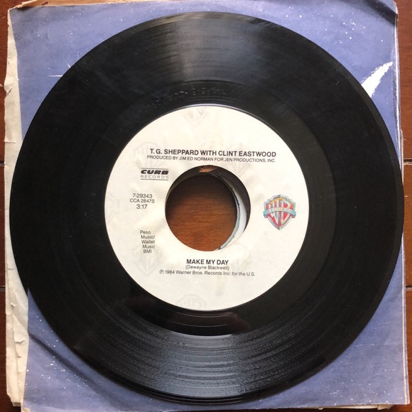 T.G. Sheppard And Clint Eastwood Make My Day Vinyl 45 Record '84 - Picture 2 of 4